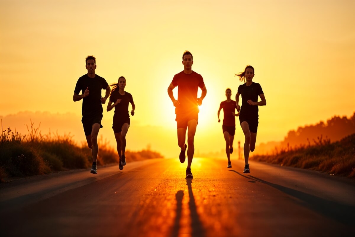 Endurance athlete running outdoors in harsh sunlight, illustrating the hidden stress of chronic sun exposure